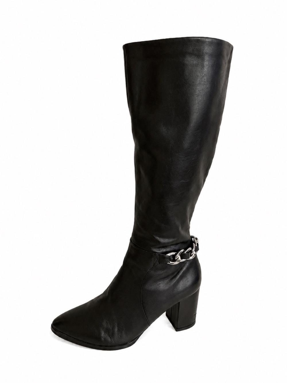 BLEEKER & BOND Claudia Black Leather Knee-High Boots